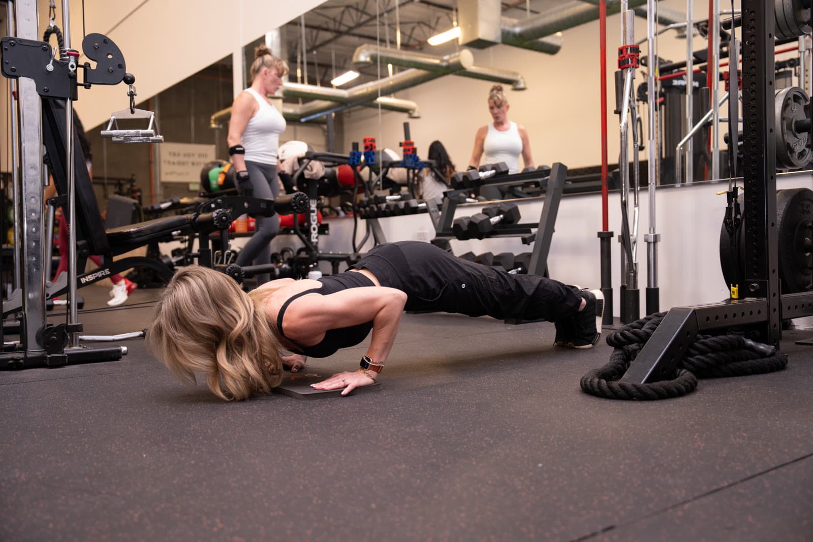 Members working through a floor conditioning block at My Way Fitness in Mesa